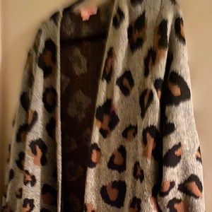 Evri Leopard Print Sweater Jacket